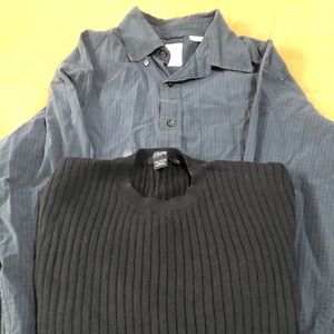 J Crew blue sweater and long sleeve shirt